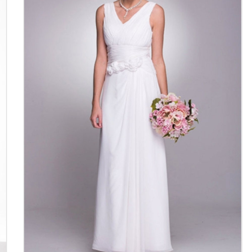 Off White Chiffon Long Dress with Jacket size S